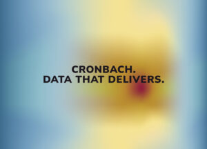Runde Grafik mit dem Claim „CRONBACH. DATA THAT DELIVERS.“ als Symbol für mehr Wirkung, weniger Streuverlust und psychologische Daten im Marketing